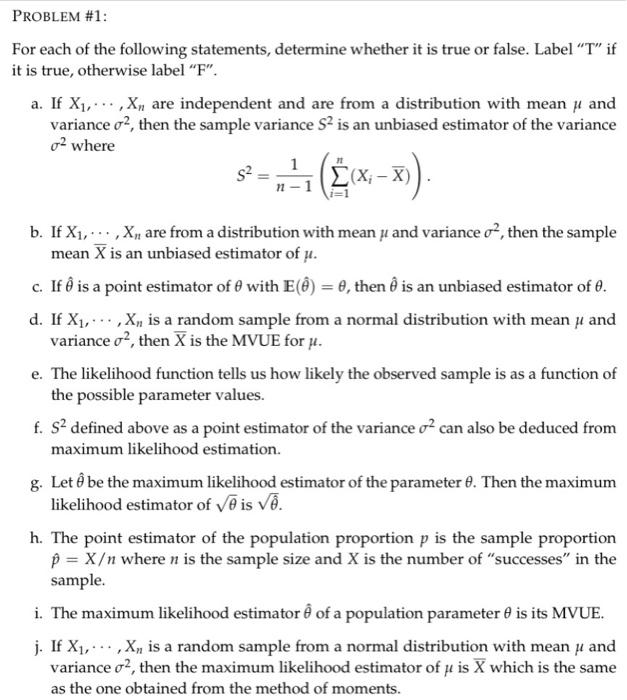 Solved Problem 1 For Each Of The Following Statements Chegg Com