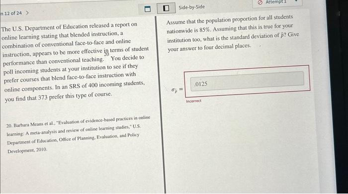 Solved The U.S. Department Of Education Released A Report On | Chegg.com