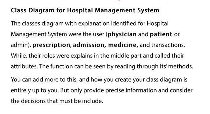 Solved Class Diagram For Hospital Management System The