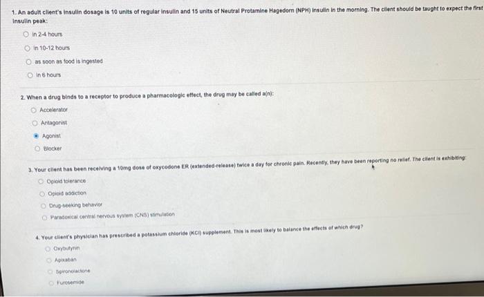 Solved 1. An adult client's Insulin dosage is 10 units of | Chegg.com