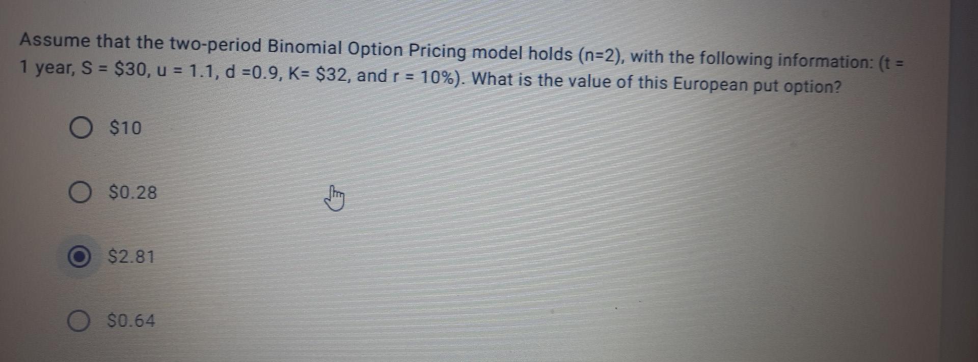 Solved Assume that the two-period Binomial Option Pricing | Chegg.com