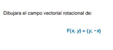 Dibujara el campo vectorial rotacional de: \[ F(x, y)=\langle y,-x\rangle \]