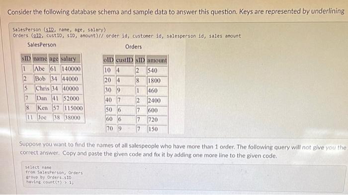 Solved Consider the following database schema and sample | Chegg.com