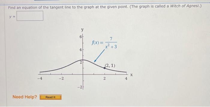 Solved Find an equation of the tangent line to the graph at | Chegg.com