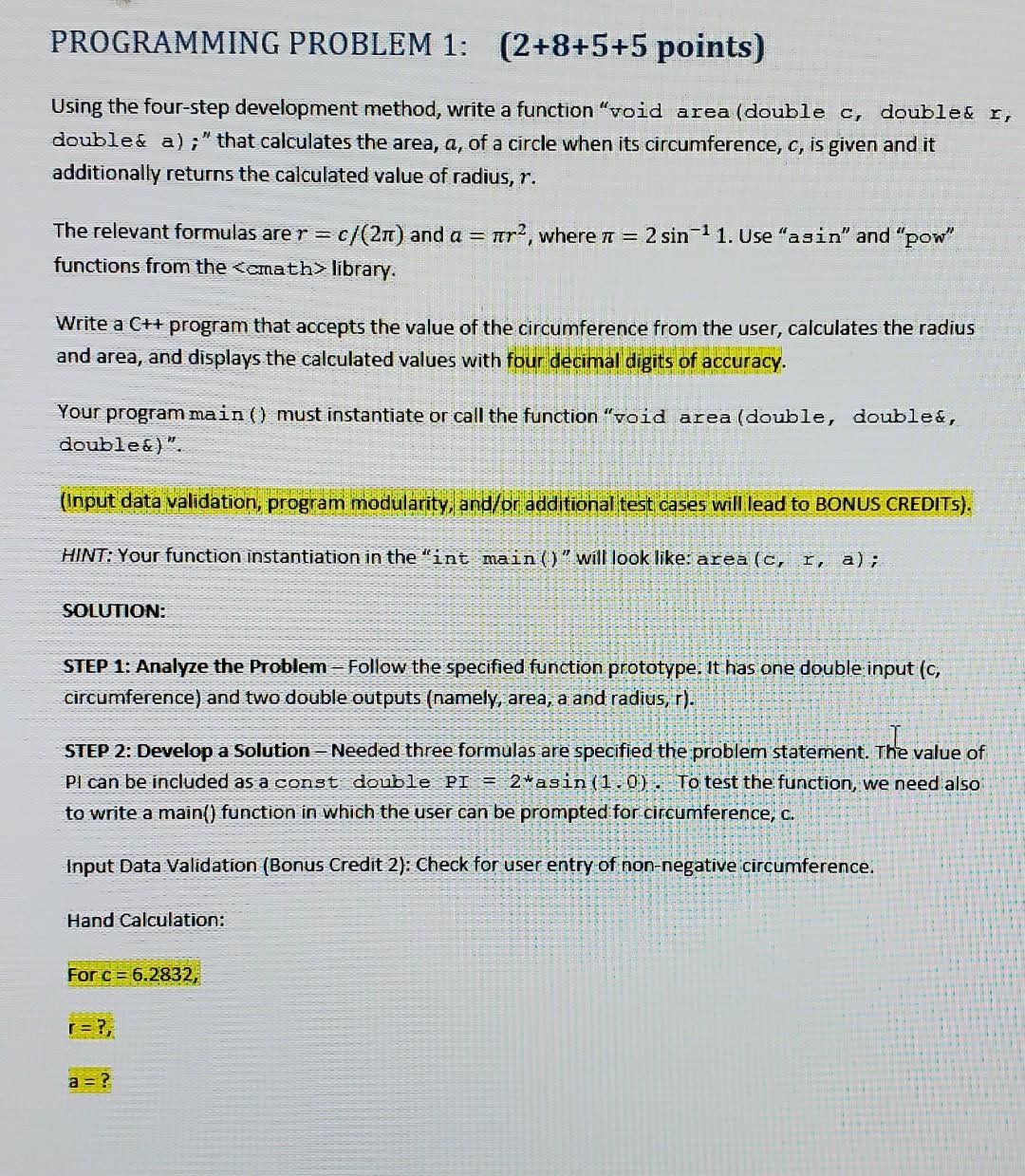 Solved PROGRAMMING PROBLEM 1: (2+8+5+5 points ) Using the | Chegg.com