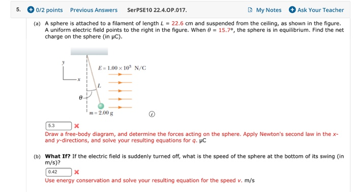 Solved A A Sphere Is Attached To A Filament Of Length L Chegg Com