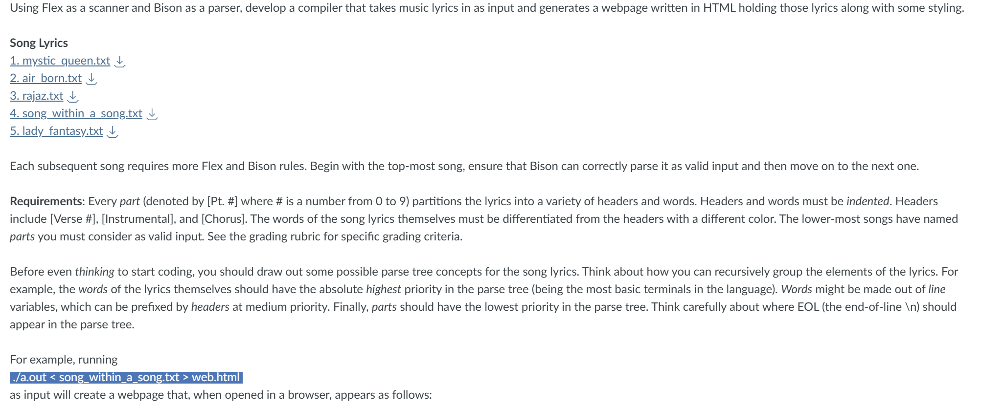 Solved How do I code this in bison and flex in C++ | Chegg.com