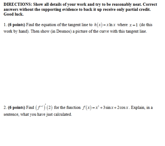 Solved DIRECTIONS: Show all details of your work and try to | Chegg.com