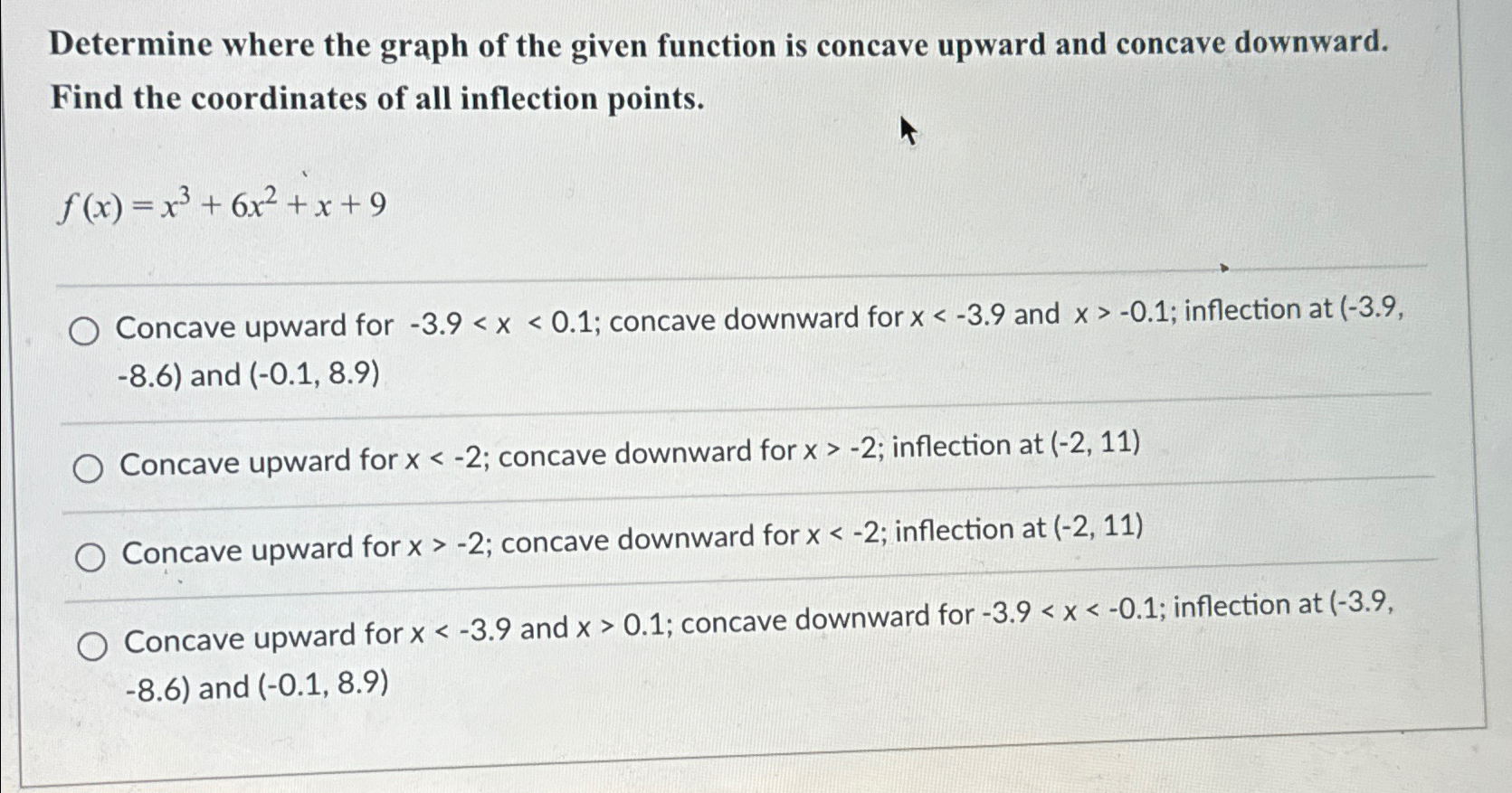 Solved Determine where the graph of the given function is | Chegg.com