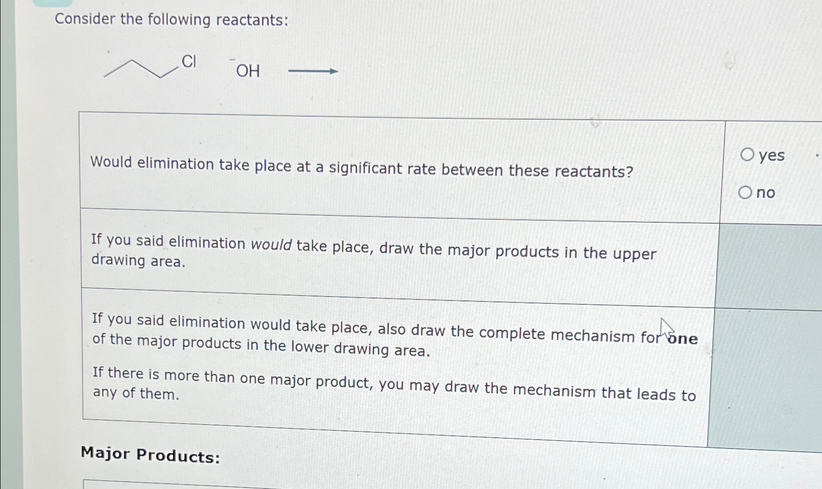 Solved Consider the following reactants:Would elimination | Chegg.com