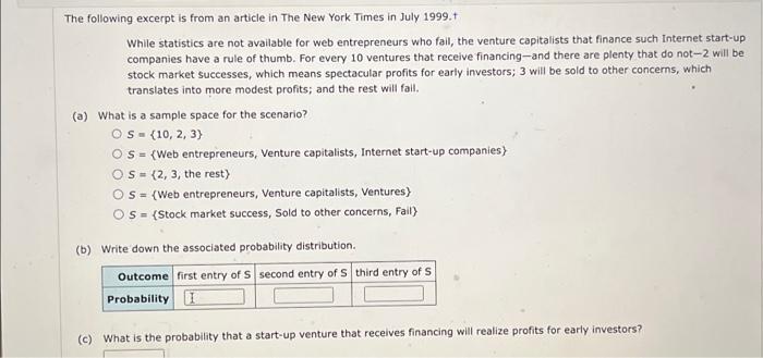 Solved The Following Excerpt Is From An Article In The New | Chegg.com