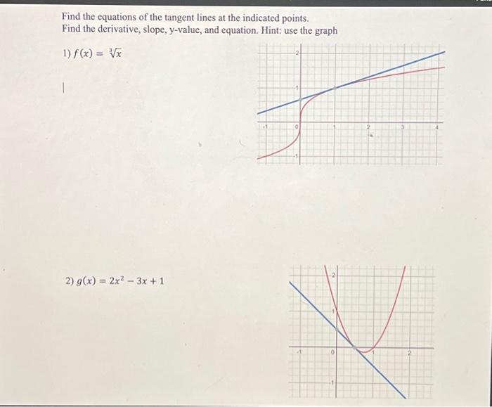 find equations of the tangent lines at the following points