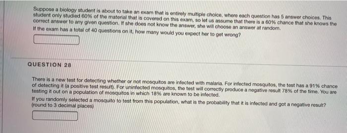 Solved Suppose A Biology Student Is About To Take An Exam | Chegg.com