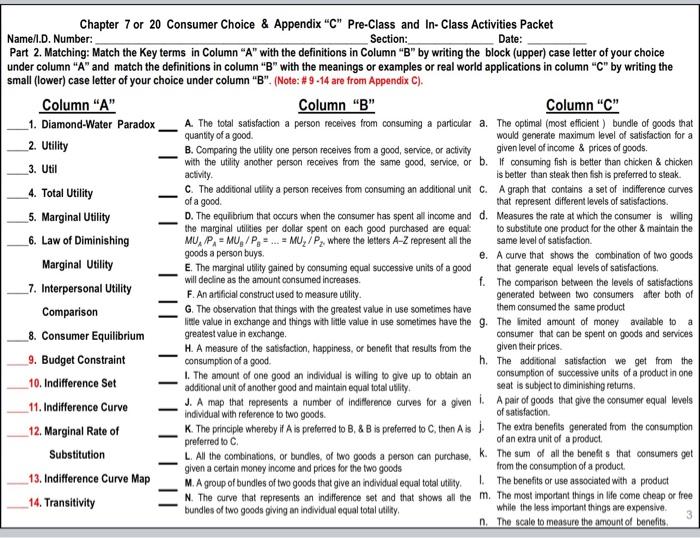 Solved Chapter 7 or 20 Consumer Choice \& Appendix "C" | Chegg.com