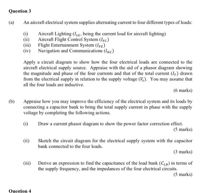 Solved Luestion 3 a) An aircraft electrical system supplies