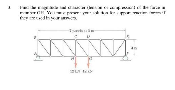 Solved 3. Find the magnitude and character (tension or | Chegg.com