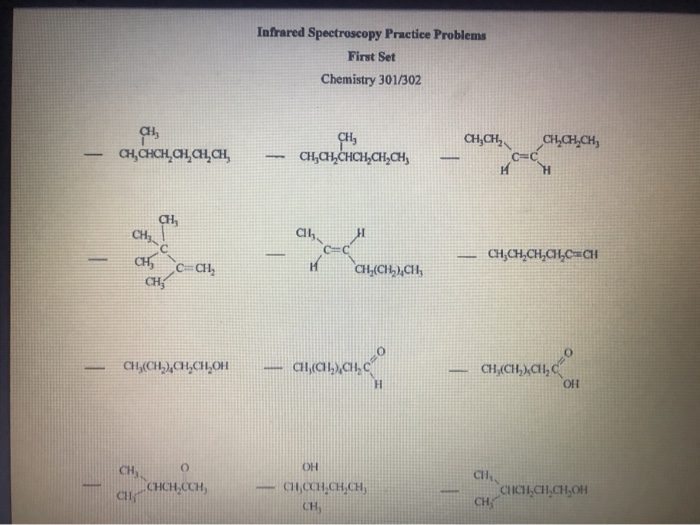 Solved Infrared Spectroscopy Practice Problems First Set 