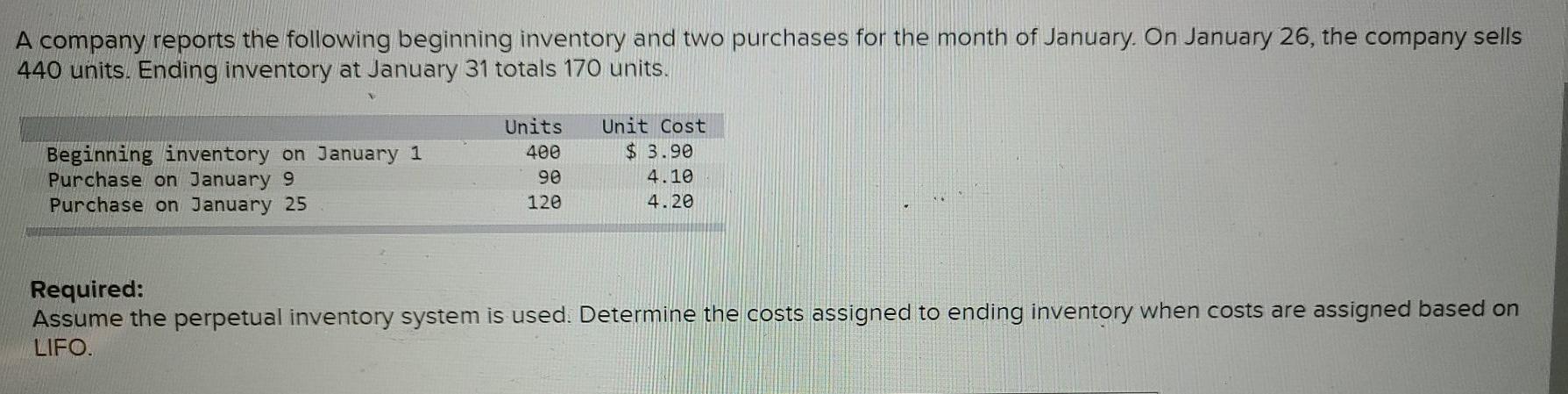 Solved A Company Reports The Following Beginning Inventory | Chegg.com