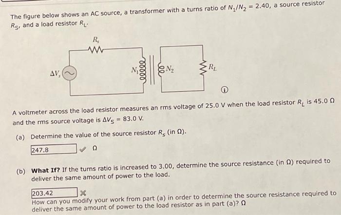 Solved The figure below shows an AC source, a transformer | Chegg.com
