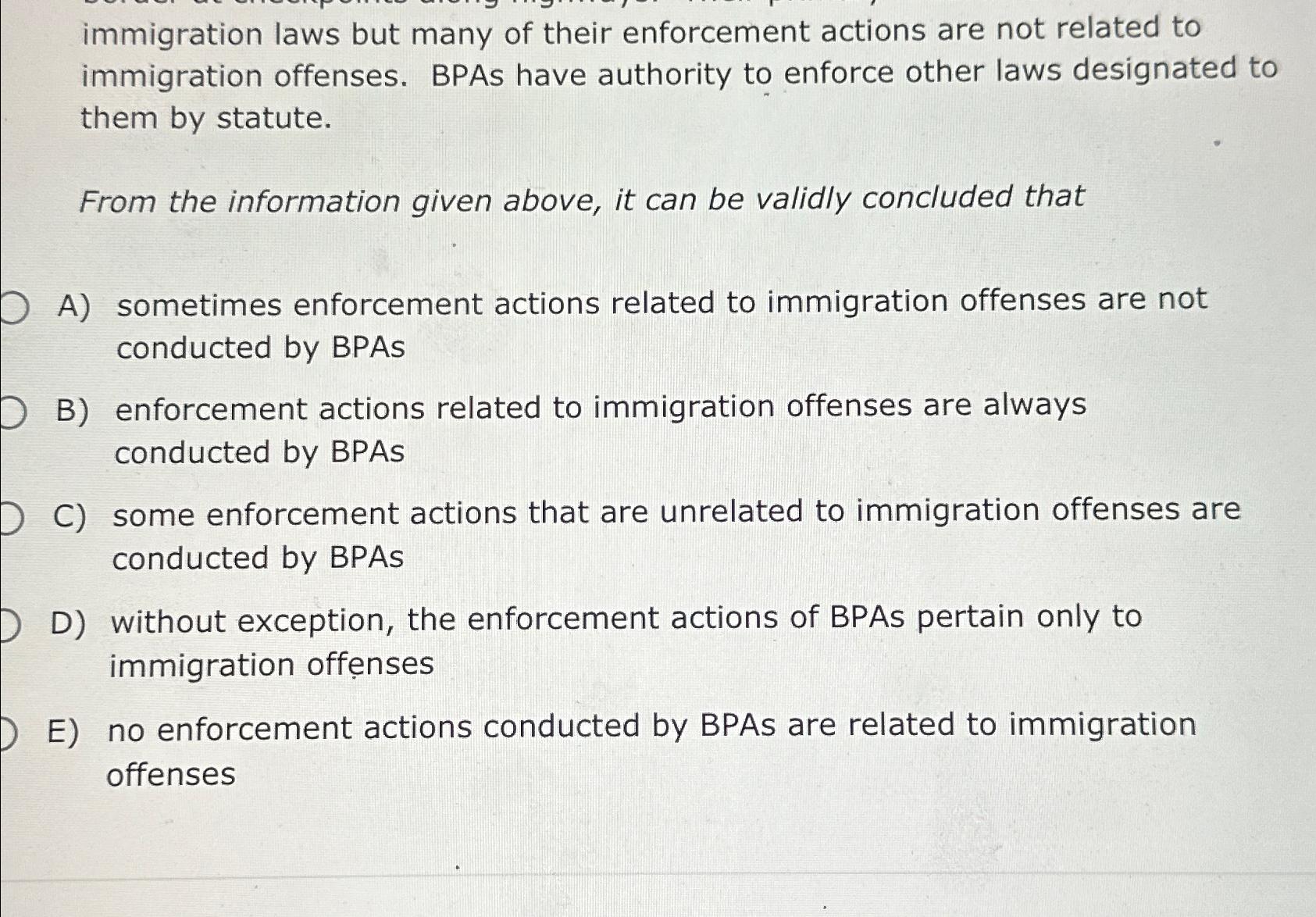 Solved Immigration Laws But Many Of Their Enforcement | Chegg.com