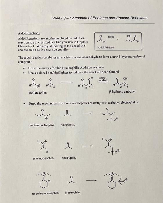 Solved Week 3 - Formation of Enolates and Enolate Reactions | Chegg.com