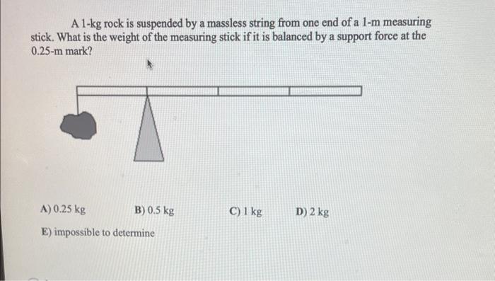 Solved A 1−kg rock is suspended by a massless string from | Chegg.com