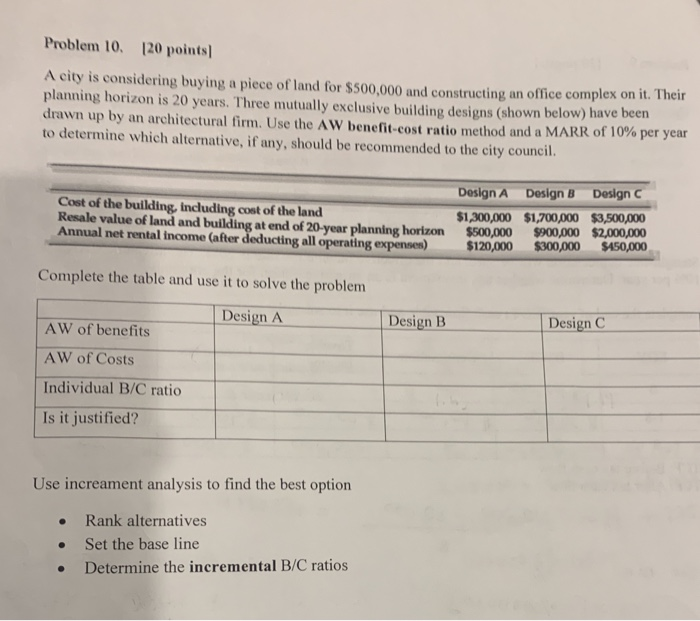 Solved Problem 10 1 Points A City Is Considering Buying A Chegg Com