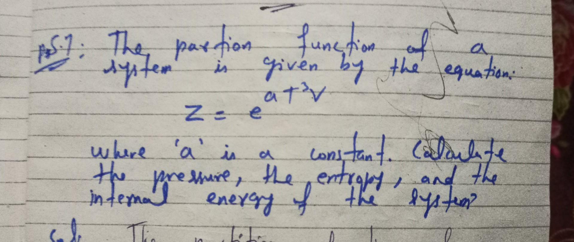 Solved 13.7: The partion function of a syitem is given by | Chegg.com