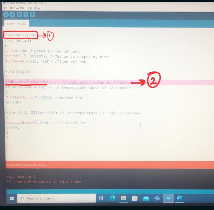 Solved l have two errors in my coding using arduino how to | Chegg.com