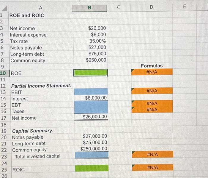 Solved Excel Online Structured Activity ROE and ROIC Baker