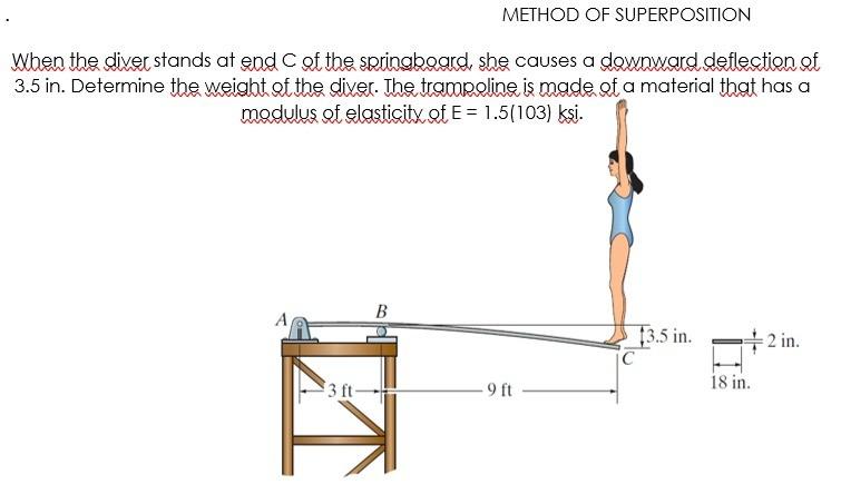 Solved When the diver stands at end c of the springkoard, | Chegg.com