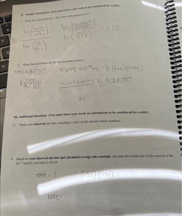 Solved 1. Results and Data Average value of rate constant | Chegg.com