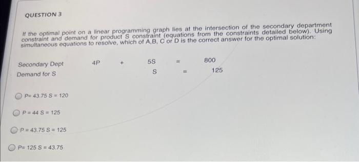 Solved If the optimal point on a linear programming graph | Chegg.com