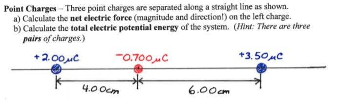 Solved Point Charges - Three point charges are separated | Chegg.com