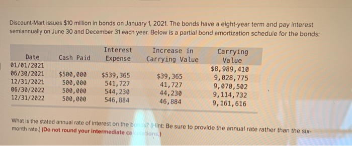 Solved Discount-Mart Issues $10 Million In Bonds On January | Chegg.com