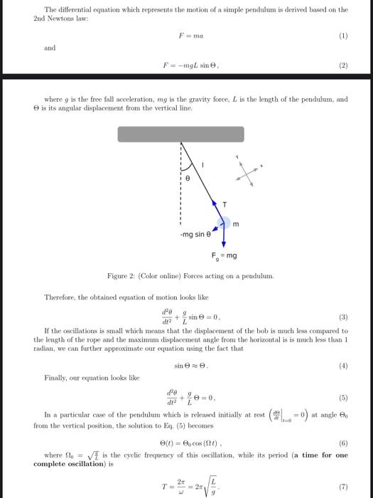 Please help me with this simple pendulum assignment