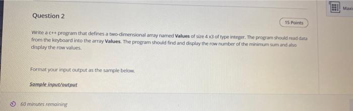 Solved Max Question 2 15 Points Write a c++ program that | Chegg.com