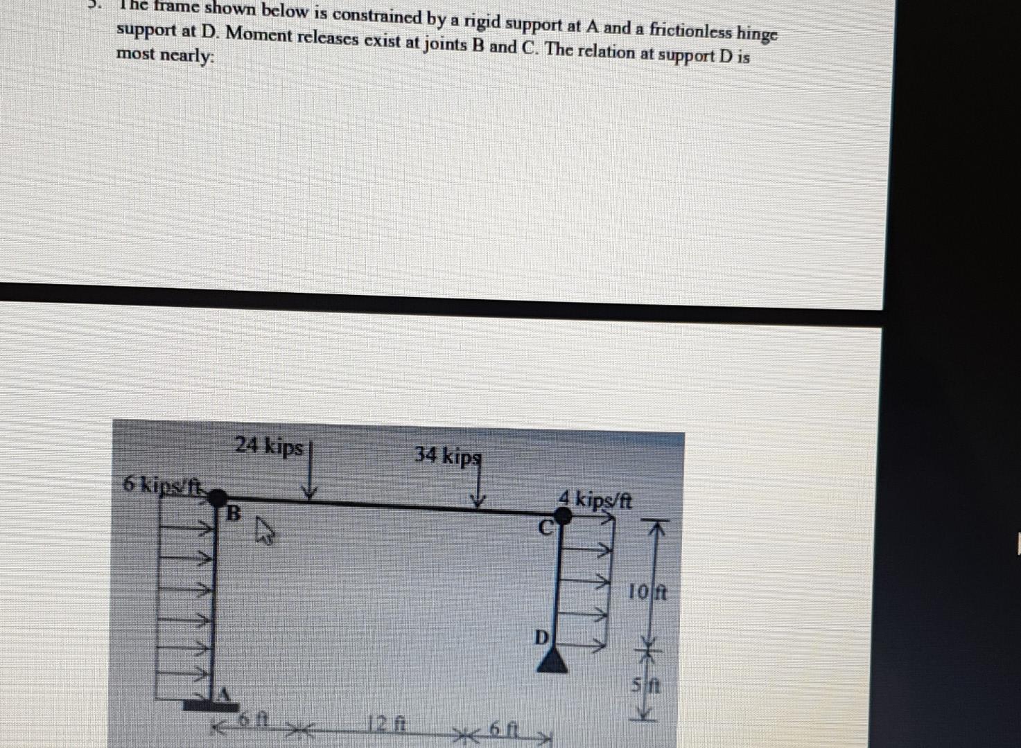 Solved a The frame shown below is constrained by a rigid | Chegg.com