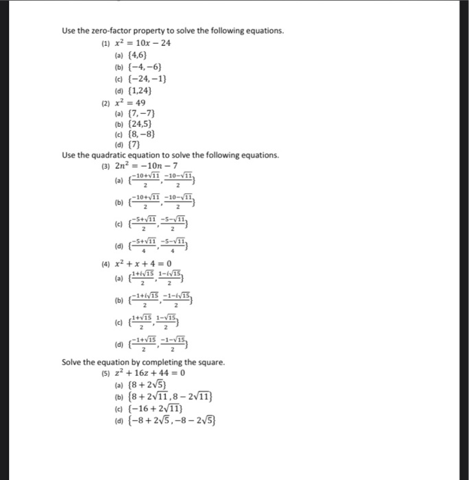 Solved Use The Zero Factor Property To Solve The Followin Chegg Com