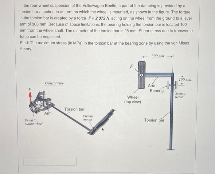 Solved In the rear-wheel suspension of the Volkswagen | Chegg.com