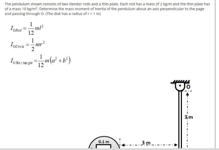 Solved The pendulum shown consists of two slender rods and a | Chegg.com