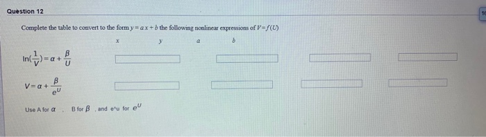 Solved Question 12 10 Complete The Table To Convert To The | Chegg.com