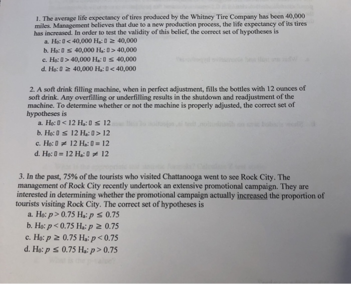 Solved 1. The average life expectancy of tires produced by