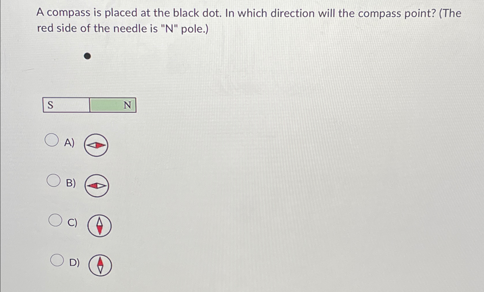 Solved A compass is placed at the black dot. In which | Chegg.com