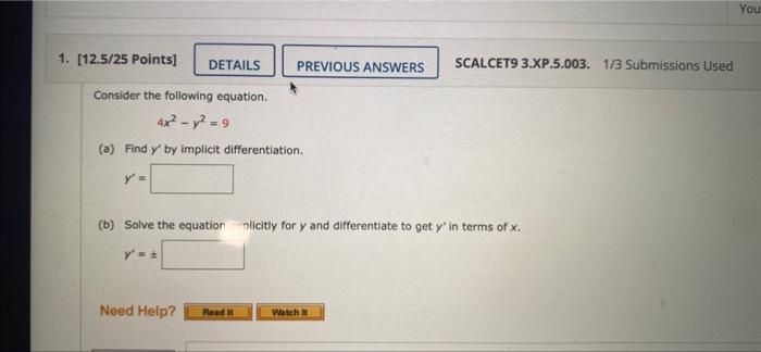 Solved You 1. [12.5/25 Points] DETAILS PREVIOUS ANSWERS | Chegg.com