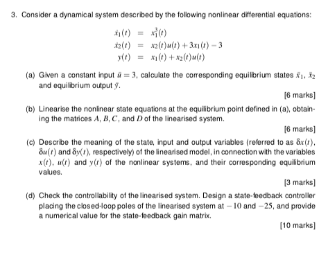 3. Consider a dynamical system described by the | Chegg.com