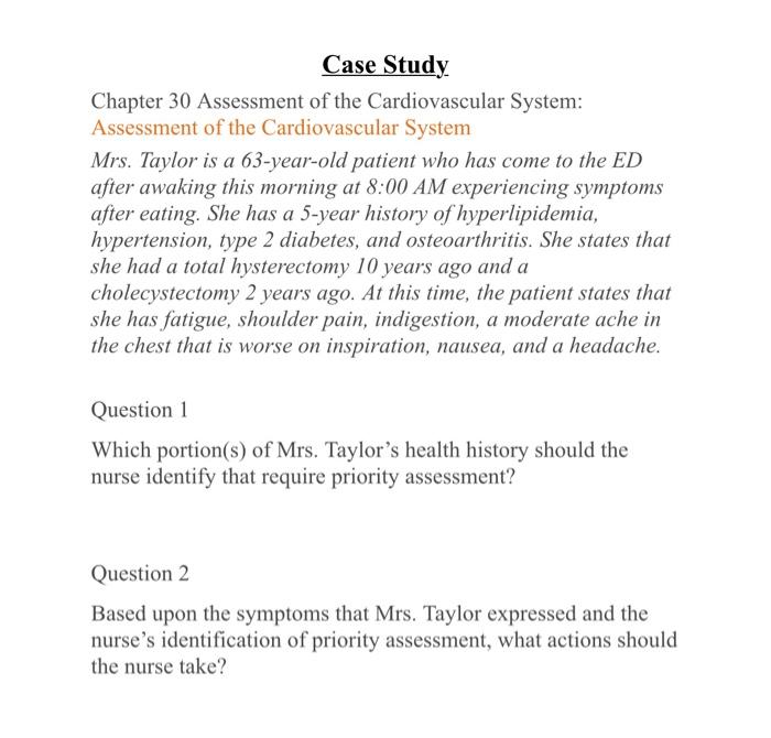 Solved Case Study Chapter 30 Assessment Of The | Chegg.com