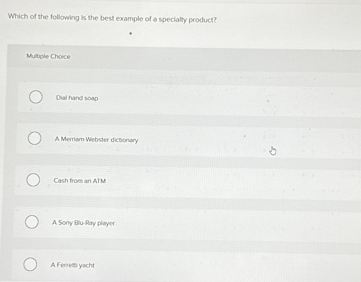 Solved Which of the following is the best example of a