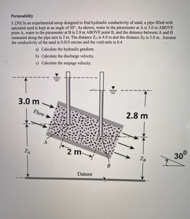 Solved Permeability 3. [30] In an experimental setup | Chegg.com