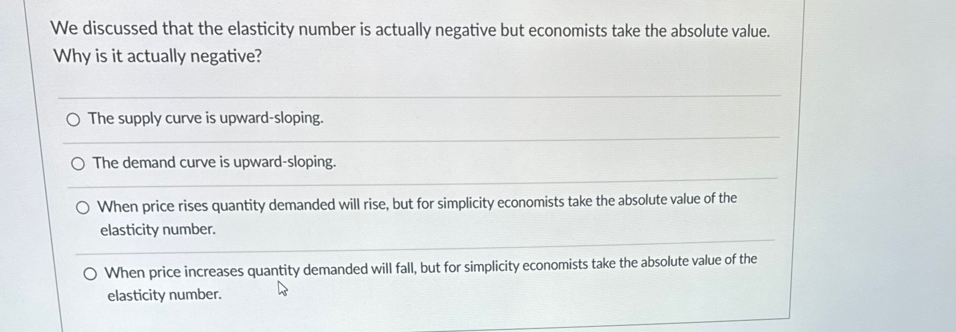 Solved We discussed that the elasticity number is actually | Chegg.com
